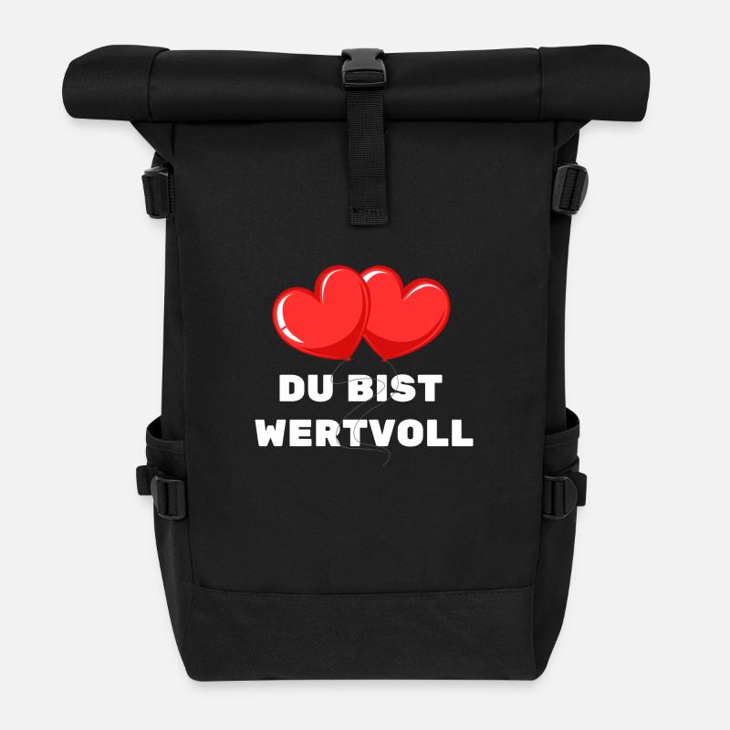 Du bist Wertvoll Herz Luftballon Liebe Zuneigung - Rolltop Rucksack - Schwarz