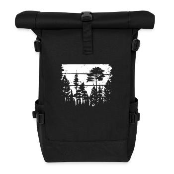 Naturliebhaber - Pinienwald - Wald - Nachhaltig - Rolltop Rucksack - Schwarz - Vorne