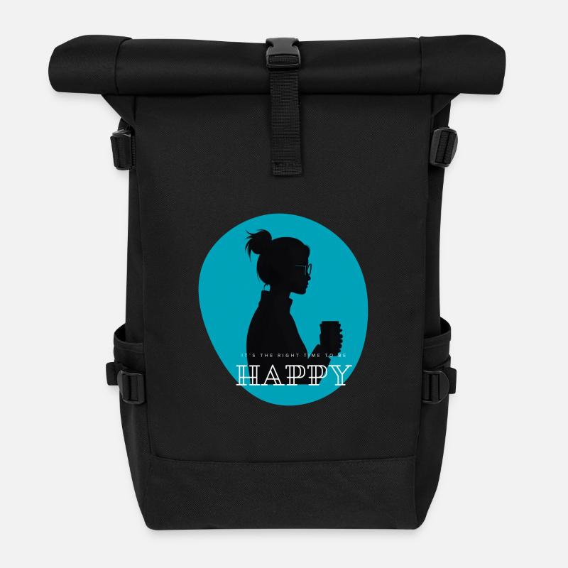 It´s time to be happy - Rolltop Rucksack - Schwarz