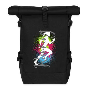 Running Sport Joggerin Frau Rennen Joggen Laufen - Rolltop Rucksack - Schwarz - Vorne