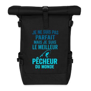 Le meilleur pêcheur du monde Pêche idée cadeau - Sac à dos roll top - noir - Devant