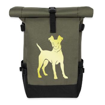 Pinscher Dog Silhouette - Roll Top Backpack - olive/black - Front
