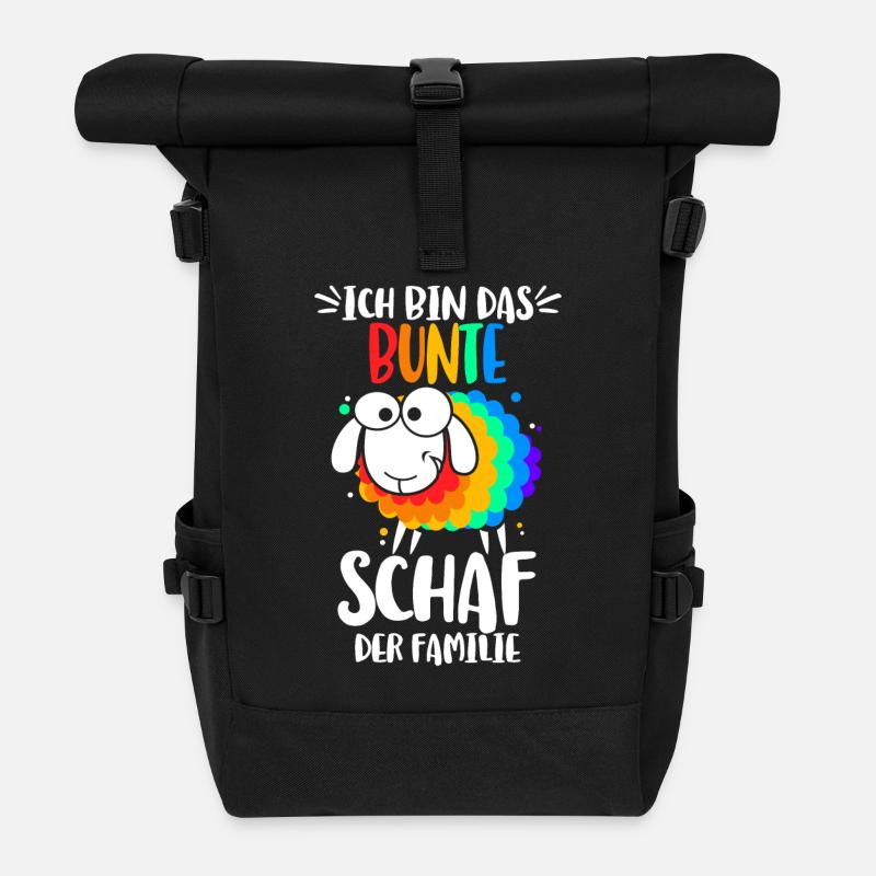 Ich bin das bunte Schaf der Familie - Rolltop Rucksack - Schwarz