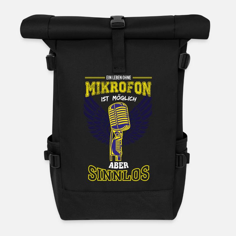 Mikrofon Singen Sänger Leben sinnlos - Geschenk - Rolltop Rucksack - Schwarz