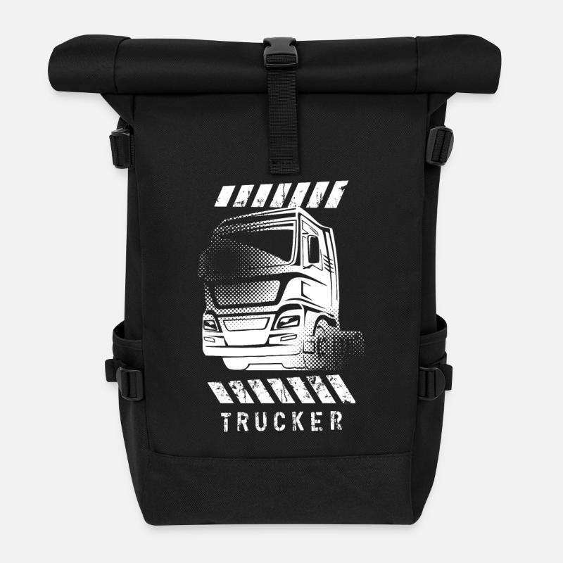 Truck Trucker - Roll Top Backpack - black