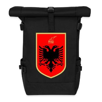 Sticker blason Albanie idée cadeau Shqiperia - Sac à dos roll top - noir - Devant