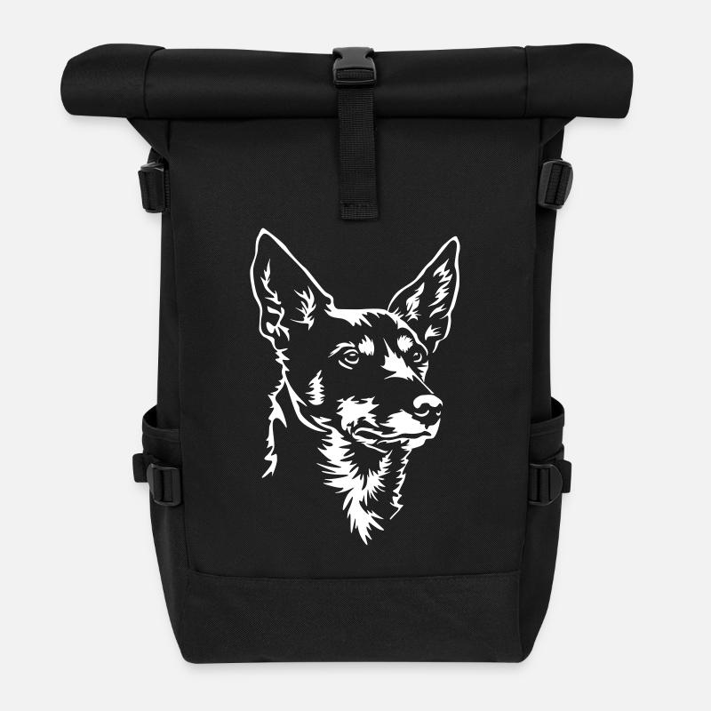 Australian Kelpie Kopf "Black Edition" - Rolltop Rucksack - Schwarz
