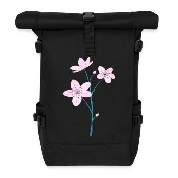 Kirschblüten - Rolltop Rucksack - Schwarz - Vorne