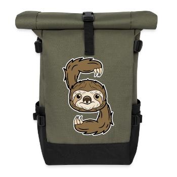 mammal animal sloth jungle dweller jungle dweller - Roll Top Backpack - olive/black - Front