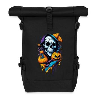 halloween tête de mort - Sac à dos roll top - noir - Devant