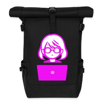 Woman with Computer Programmer Coder - Roll Top Backpack - black - Front
