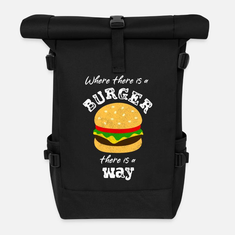 Burger Hamburger - Rolltop Rucksack - Schwarz