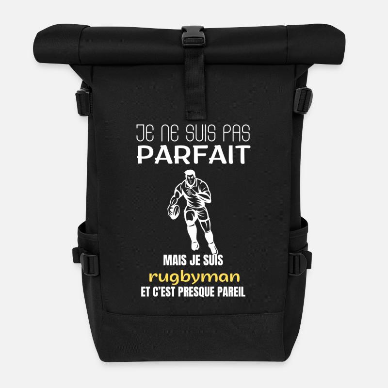 Rugby player I'm not perfect - Roll Top Backpack - black
