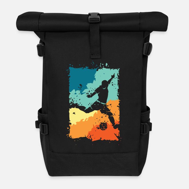 Fußball Spieler Farbexplosion Schuss retro vintage - Rolltop Rucksack - Schwarz