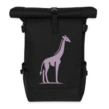 Giraffe Africa Silhouette Minimalist - Roll Top Backpack - black - Front