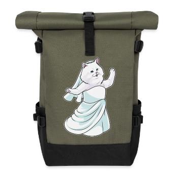 Persian Cat Bridal Wedding Dress Wedding - Roll Top Backpack - olive/black - Front