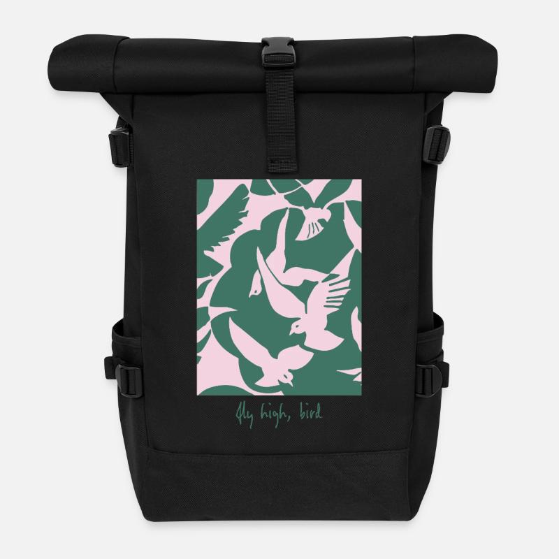 Fly High, Bird – Elegantes Vogel-Design - Rolltop Rucksack - Schwarz