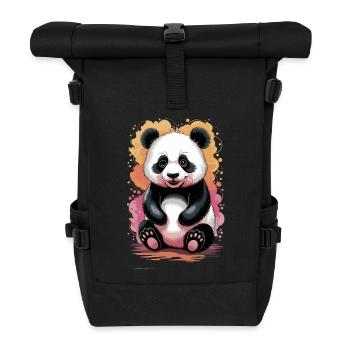 Aquarell-Panda – Künstlerisches Natur-Design - Rolltop Rucksack - Schwarz - Vorne