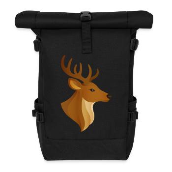 Majestätischer Hirschkopf–Edles Waldbewohner-Motiv - Rolltop Rucksack - Schwarz - Vorne