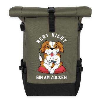 Gehen Sie Ihrem Hund nicht auf die Nerven er zockt - Rolltop Rucksack - Olive/Schwarz - Vorne