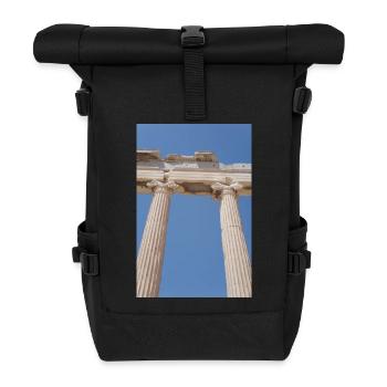 Antike Säulen unter blauem Himmel, Akropolis  - Rolltop Rucksack - Schwarz - Vorne