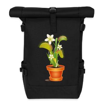 Venusfliegenfalle im Topf – bunte Illustration - Rolltop Rucksack - Schwarz - Vorne