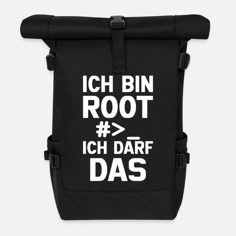Ich bin Root – Erlaubnis frei - Rolltop Rucksack - Schwarz