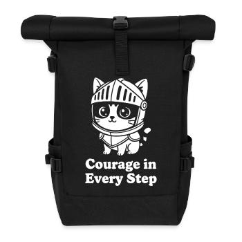 Mutkatze im Ritterhelm - Rolltop Rucksack - Schwarz - Vorne