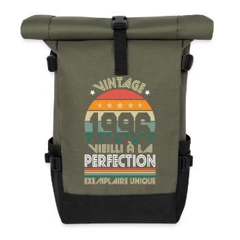 1996 – Vintage – Einzelstück - Rolltop Rucksack - Olive/Schwarz - Vorne