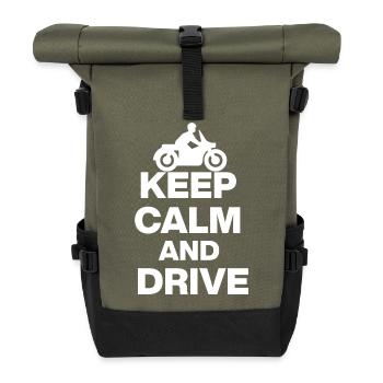 RESTE CALME ET CONDUIS ! MOTO MOTO FRITHEIT blanc - Sac à dos roll top - olive/noir - Devant