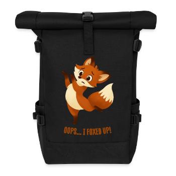 Lustiges Zitat mit dem Fuchs - Rolltop Rucksack - Schwarz - Vorne