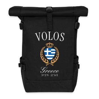 Volos Greece Coat of Arms Crown – Travel Souvenir - Roll Top Backpack - black - Front