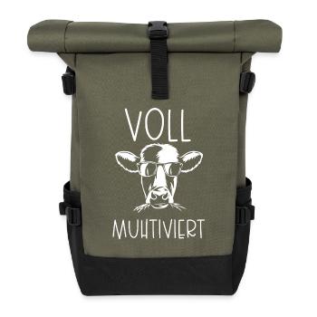 Voll Muhtiviert - Rolltop Rucksack - Olive/Schwarz - Vorne