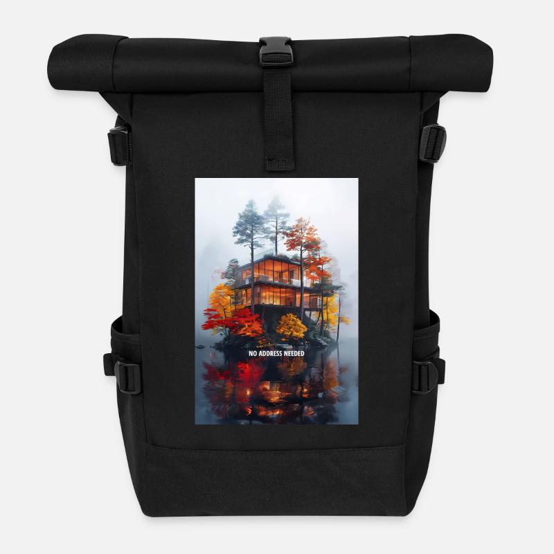 KEINE ADRESSE BENÖTIGT - Moderne Villa der Herbstinsel - Rolltop Rucksack - Schwarz