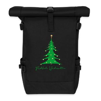 Fröhliche Weihnachten Weihnachtsbaum - Rolltop Rucksack - Schwarz - Vorne