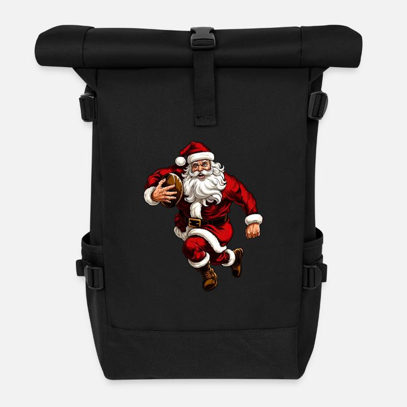 Weihnachtsmänner Rugby - Rolltop Rucksack - Schwarz