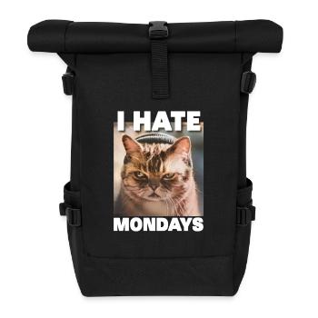 I hate mondays Spruch Katze Montag witzig - Rolltop Rucksack - Schwarz - Vorne