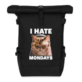 I hate mondays Spruch Katze Montag witzig - Rolltop Rucksack - Schwarz - Vorne