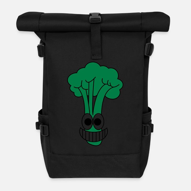 Glücklicher Brokkoli - Rolltop Rucksack - Schwarz