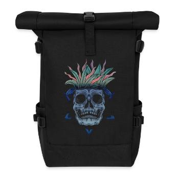 Skeleton Skeleton Skater bone Skull skeleton head - Roll Top Backpack - black - Front