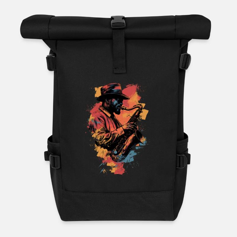 Jazz in Farben - Rolltop Rucksack - Schwarz