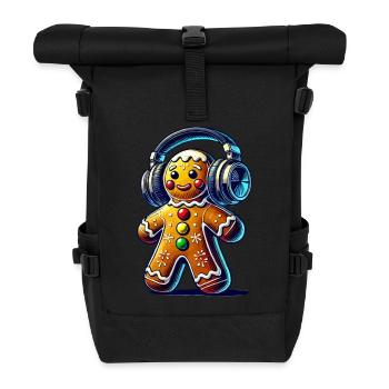 Gingerbread Music Gingerbread Man - Roll Top Backpack - black - Front