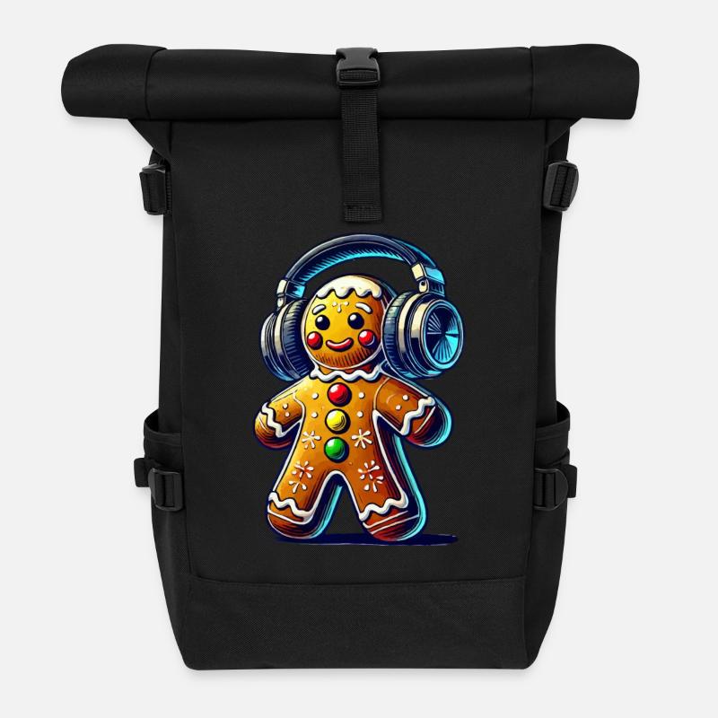 Gingerbread Music Lebkuchenmann - Rolltop Rucksack - Schwarz