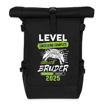 Level Einzelkind Complete Großer Bruder 2025 - Rolltop Rucksack - Schwarz - Vorne