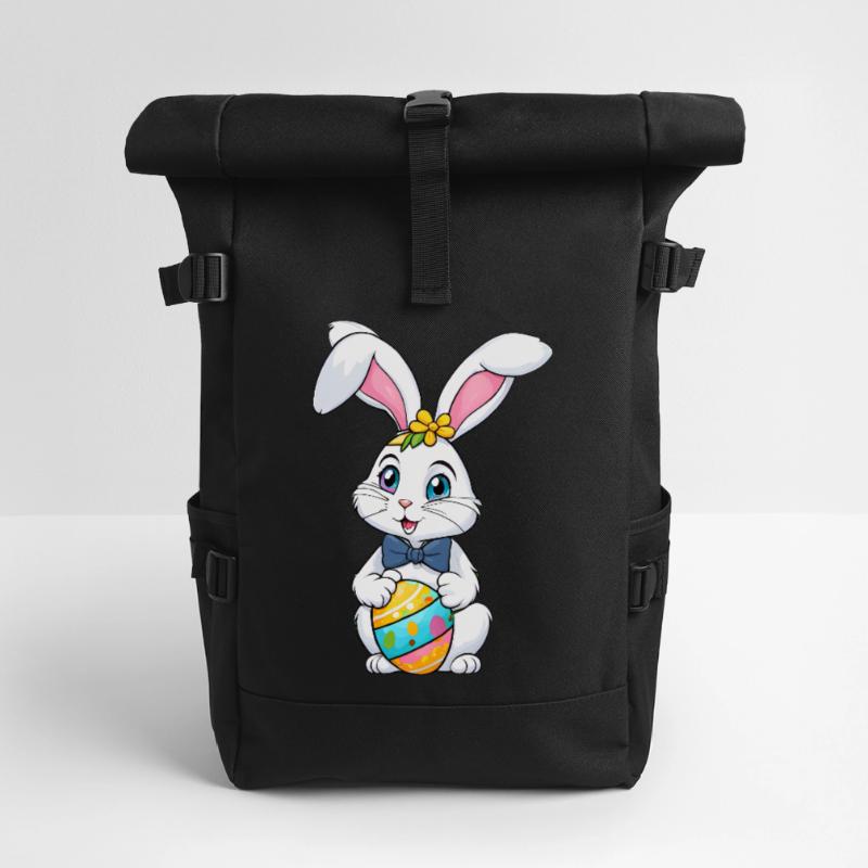 Easter bunny with Easter eggs Roll Top Backpack
