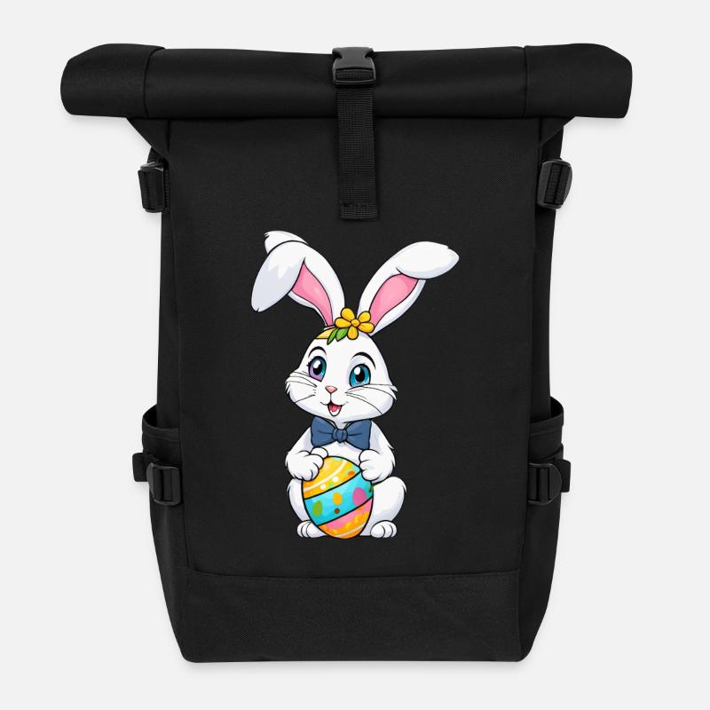 Osterhase mit Ostereiern - Rolltop Rucksack - Schwarz
