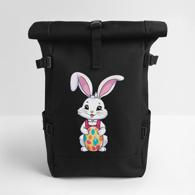 Easter bunny with Easter eggs Roll Top Backpack