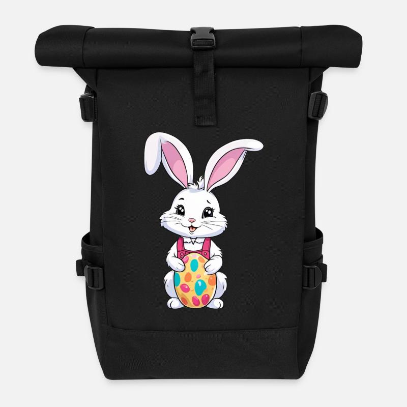 Easter bunny with Easter eggs - Roll Top Backpack - black