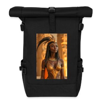 Ma’at, feather-crowned goddess, holding scales of - Roll Top Backpack - black - Front
