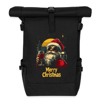 Weihnachtsmann mit Weinglas Weihnachtsfeier Wein - Rolltop Rucksack - Schwarz - Vorne